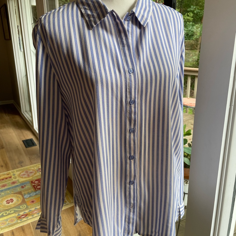 Grand & Greene Blue and White Striped Button Down Shirt